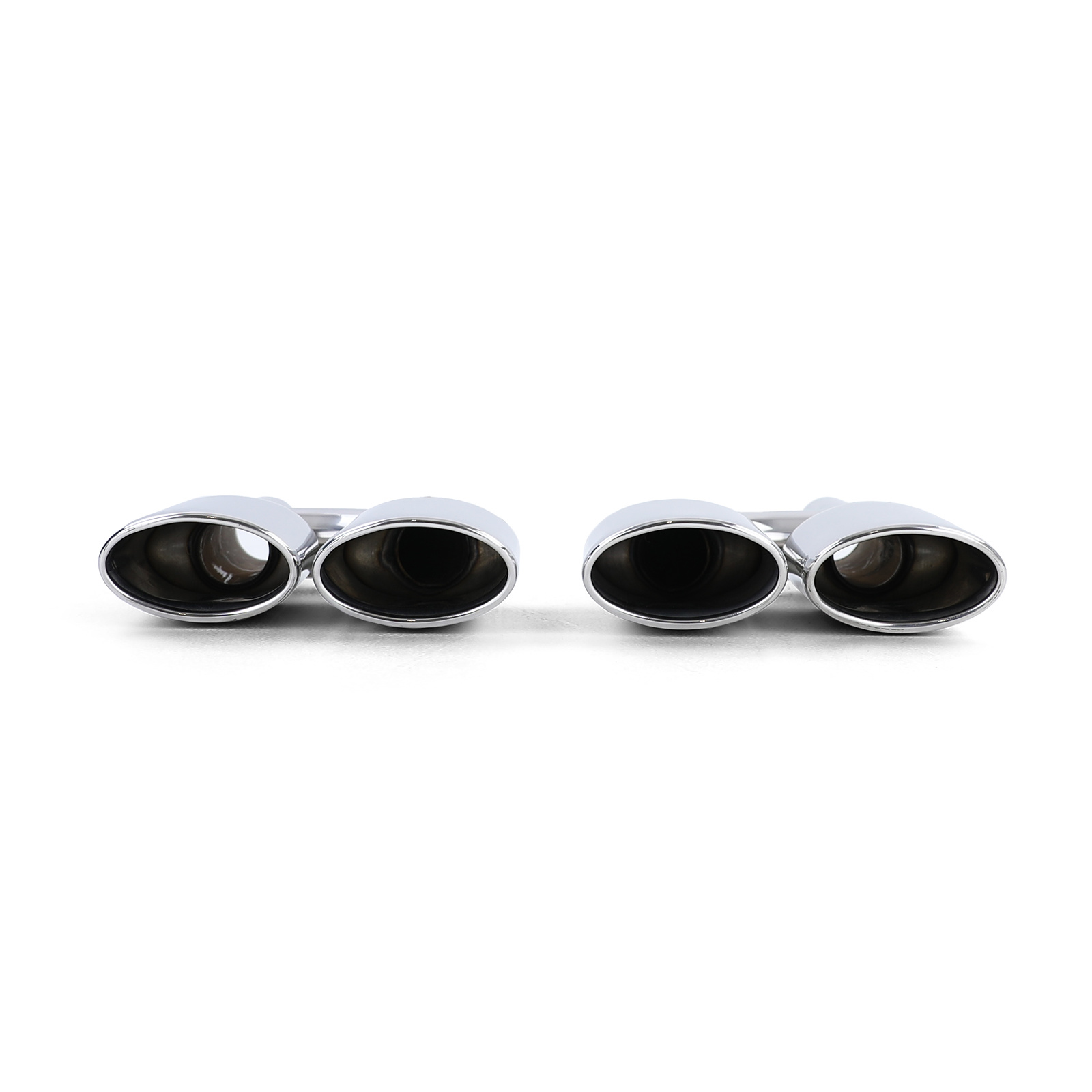 Uitlaat eindpijp - Mercedes W204 W211 W164 W166 W221 R230 - 4-pijps duplex - RVS met verchroomde randen - 52mm