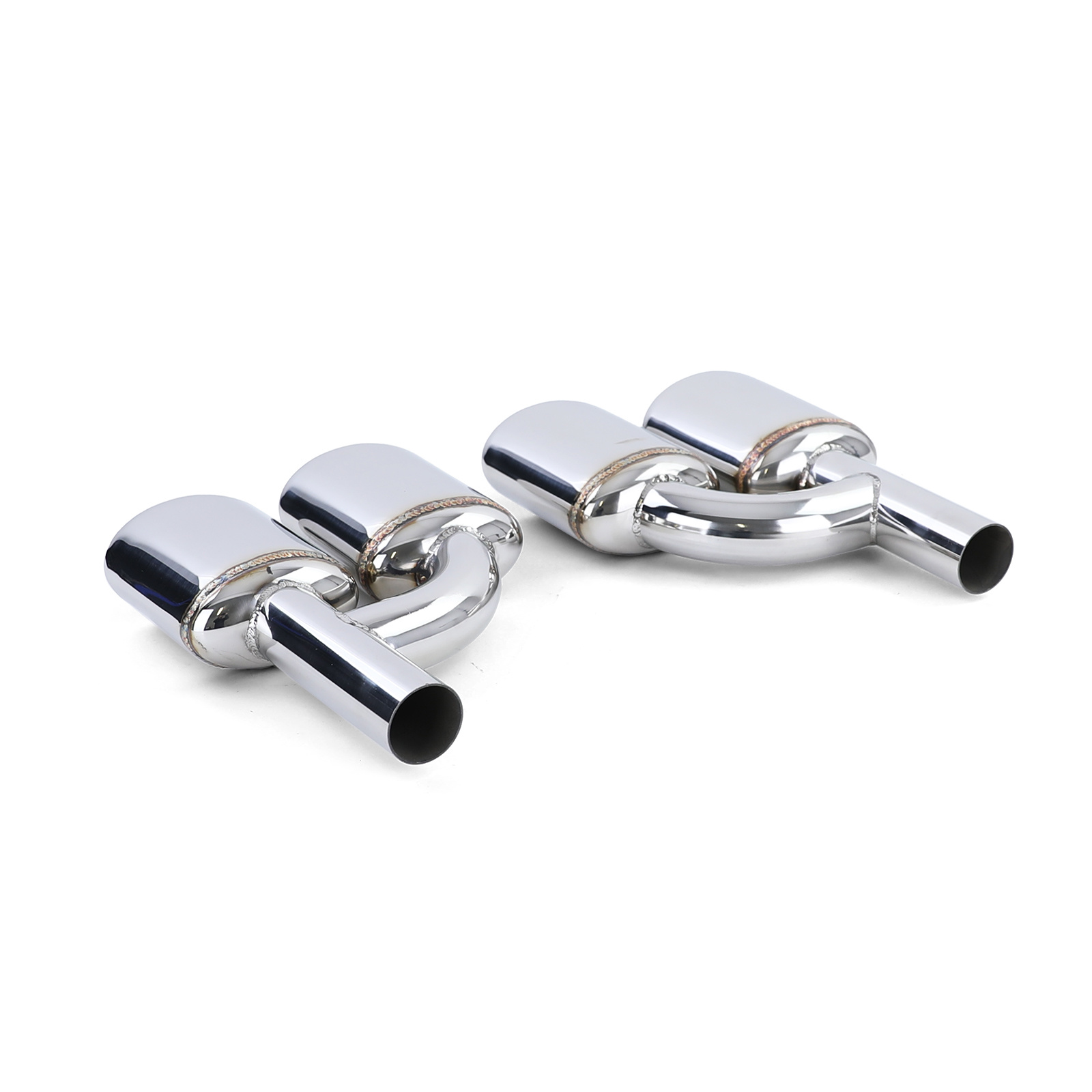 Uitlaat eindpijp - Mercedes W204 W211 W164 W166 W221 R230 - 4-pijps duplex - RVS met verchroomde randen - 52mm