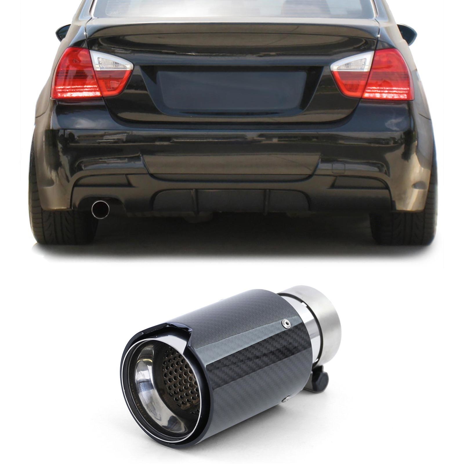 Uitlaat Eindpijp - BMW 3 Serie E90 E91 E92 E93 - Sport Optiek - Carbon Zwart / 90mmx180mm