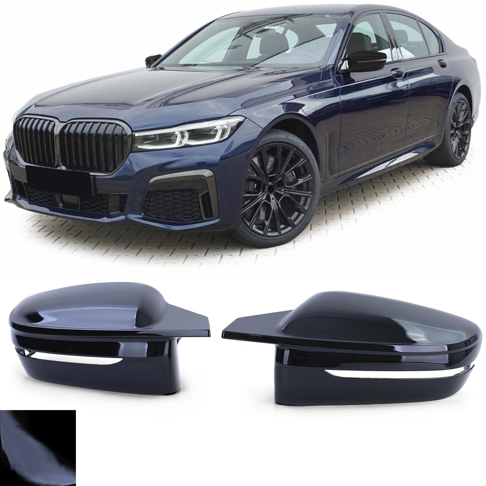 Spiegelkappen geschikt voor BMW 7 Serie G11 G12 - Zwart Glans - Sport Optiek