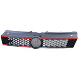 Autogrille geschikt voor VW Polo 6R 6C 09-17 - Zwart Glanzend - Rode Sierstrepen GTI
