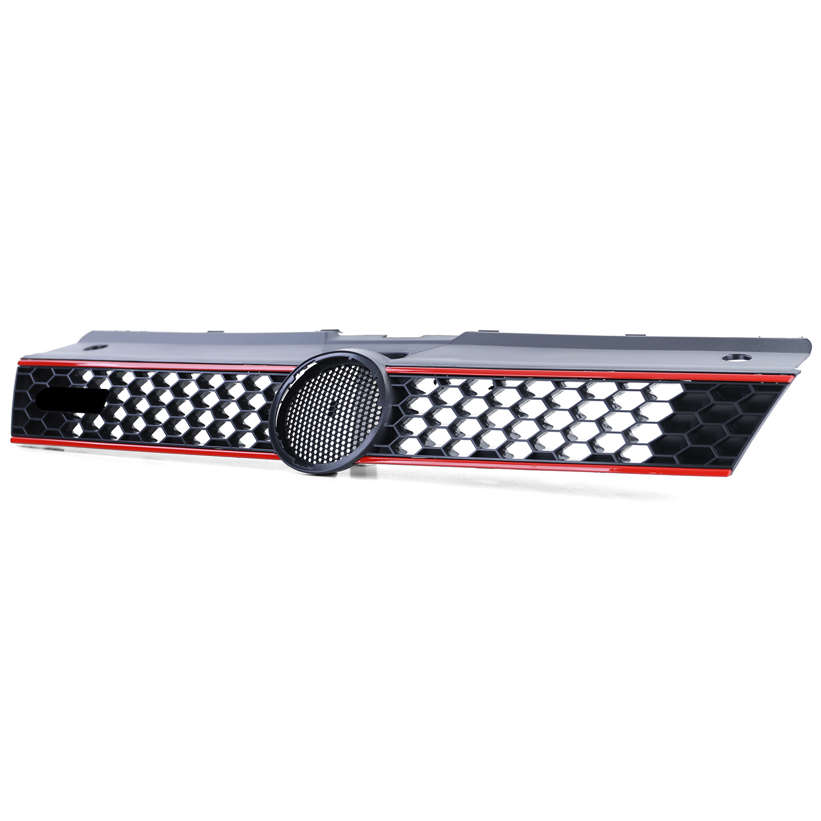 Autogrille - VW Polo 6R 6C 09-17 - Zwart Glanzend - Rode Sierstrepen GTI