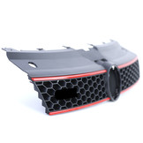 Autogrille geschikt voor VW Polo 6R 6C 09-17 - Zwart Glanzend - Rode Sierstrepen GTI