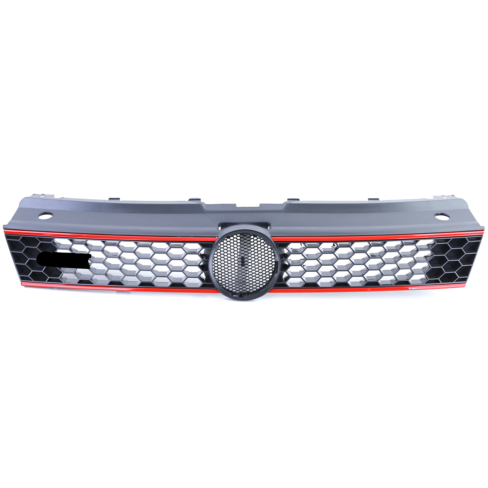 Autogrille - VW Polo 6R 6C 09-17 - Zwart Glanzend - Rode Sierstrepen GTI