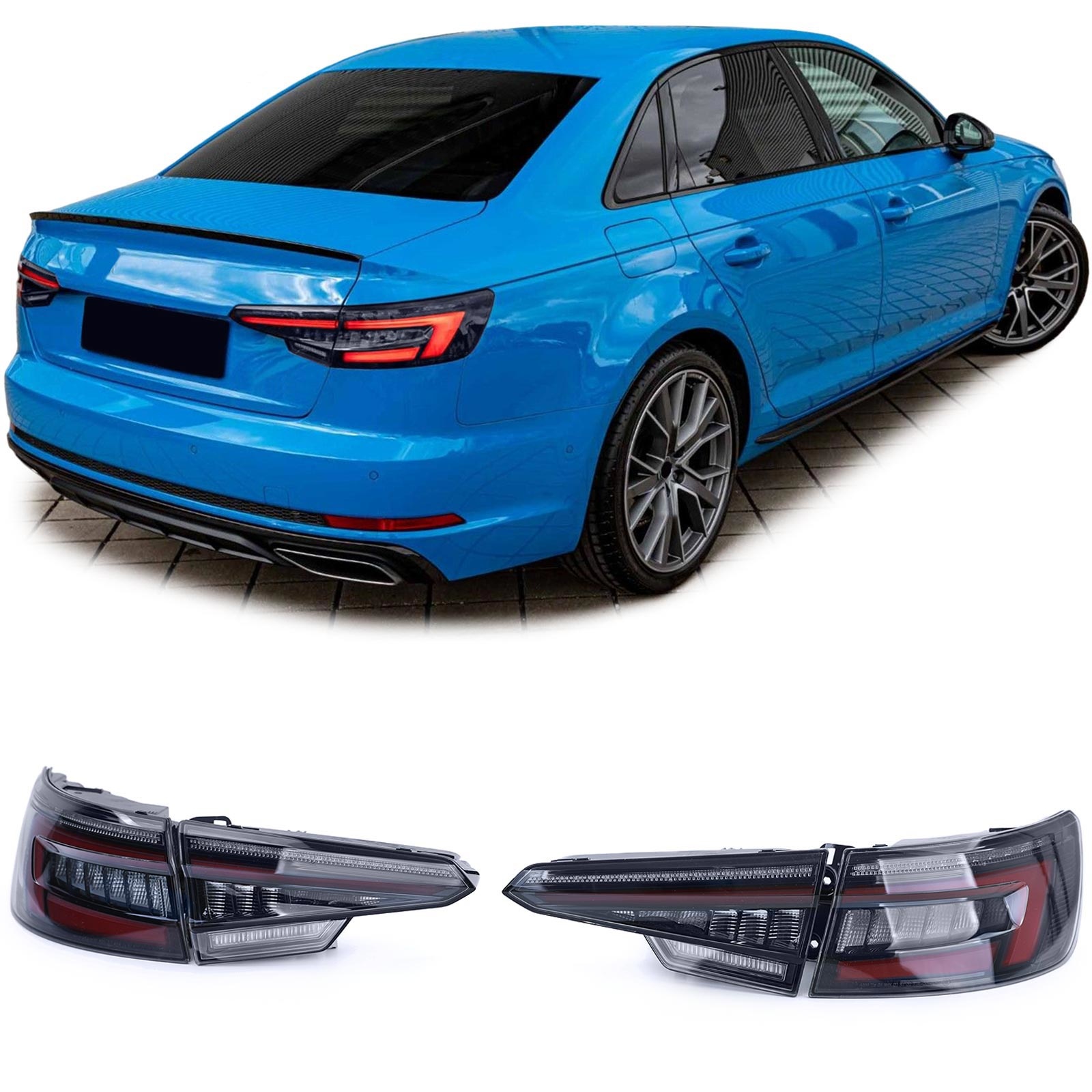 Achterlichten - Audi A4 S4 B9 - Hella LED - zwart rook