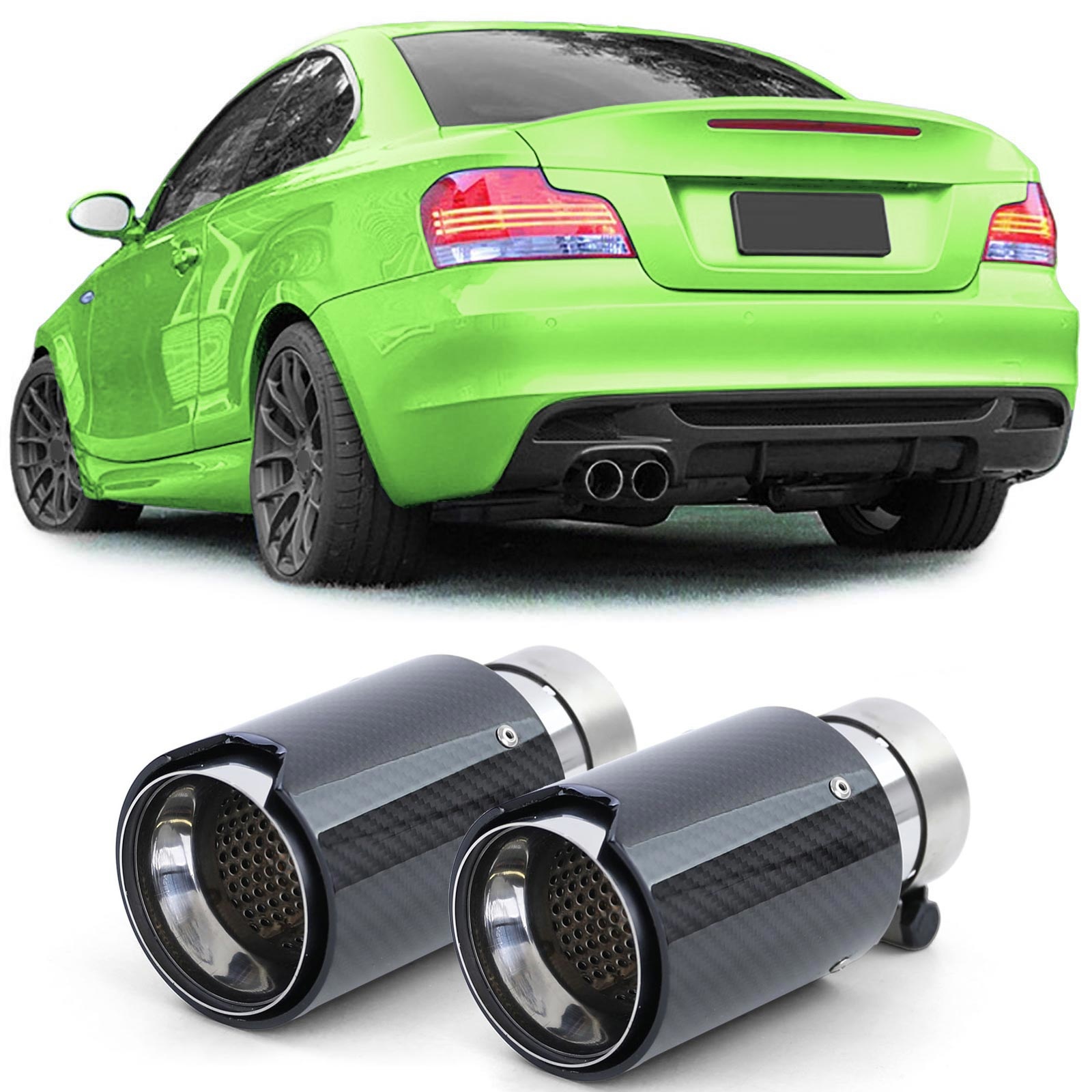 Uitlaatsierstuk - BMW 1 Serie E81 E82 E87 E88 - Sport Carbon Zwart - 90x180x64 mm