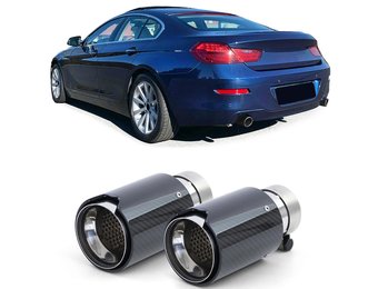 Uitlaatsierstuk - BMW 6 Serie F12 F13 '11+ - Sport Carbon Zwart - Ø 60-64mm, 2 stuks