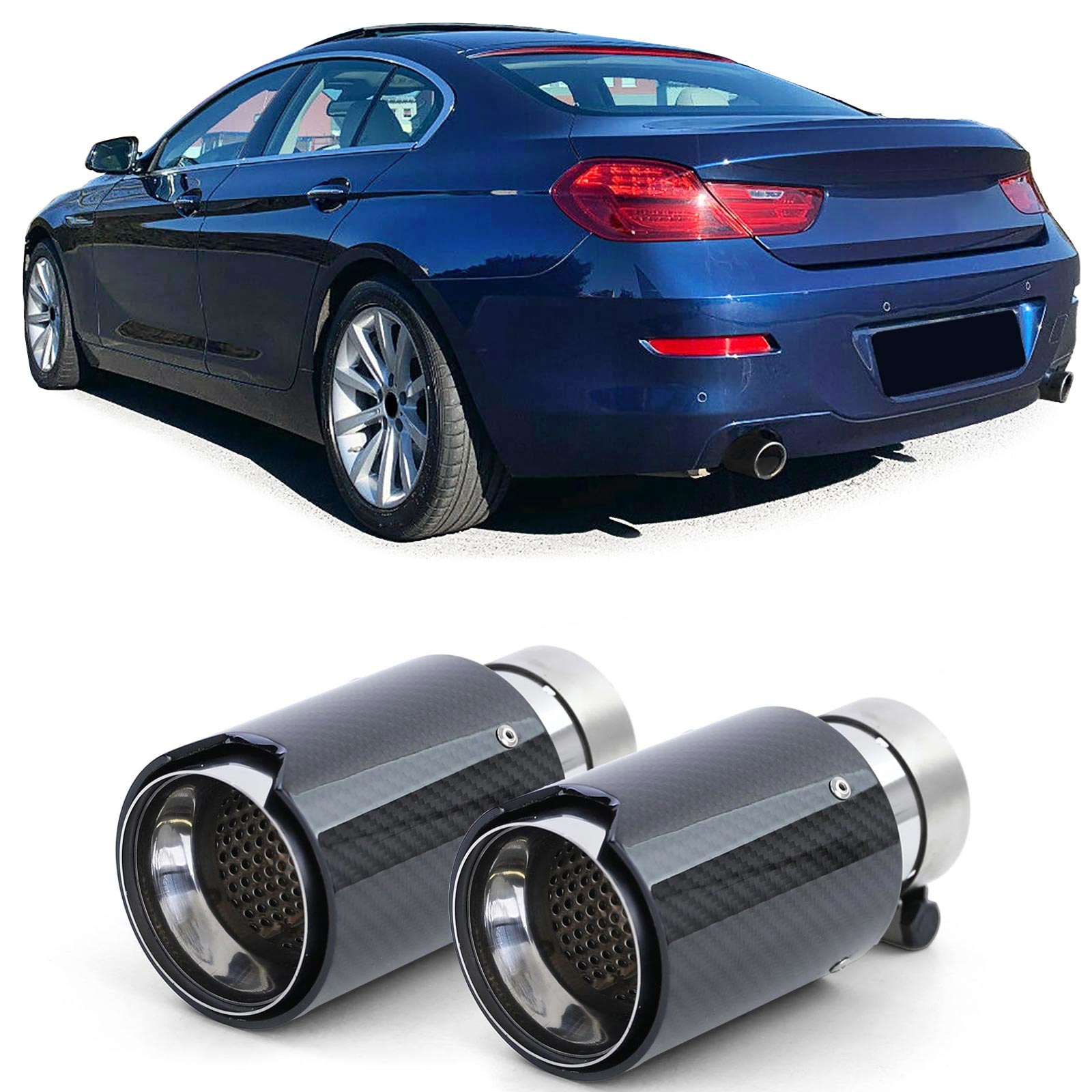 Uitlaatsierstuk - BMW 6 Serie F12 F13 '11+ - Sport Carbon Zwart - Ø 60-64mm, 2 stuks