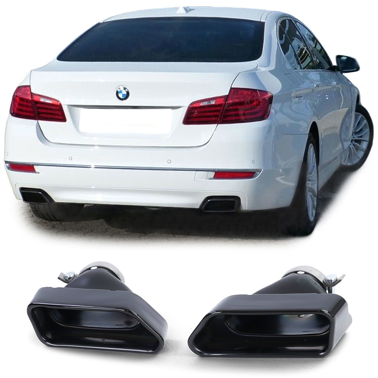 Uitlaat eindpijp - BMW F10 F11 535i 535d - V8 550 sportoptiek - zwart glans