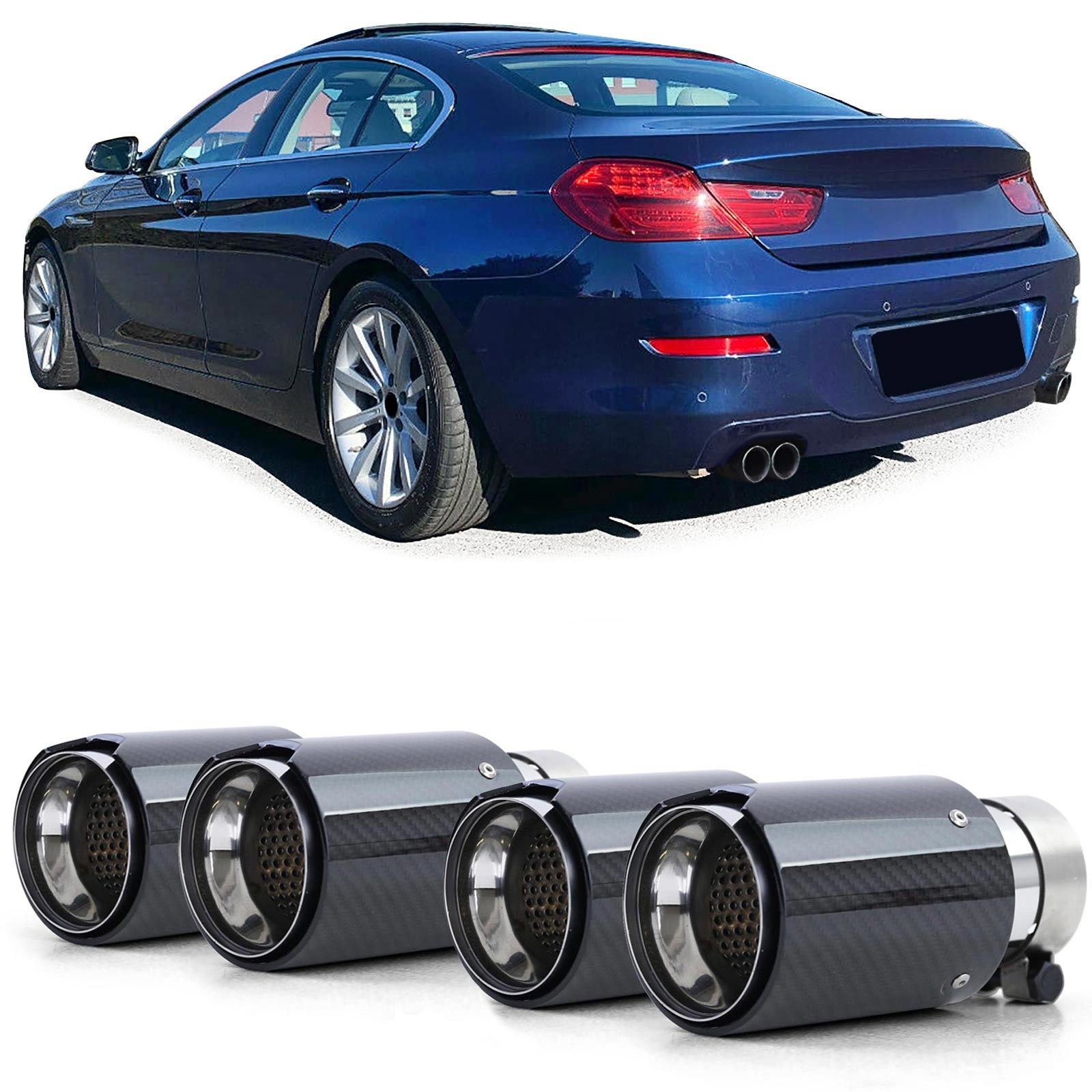 Uitlaat eindpijp - BMW 6 Serie F12 F13 - Sport Optiek - 90mm Carbon Zwart