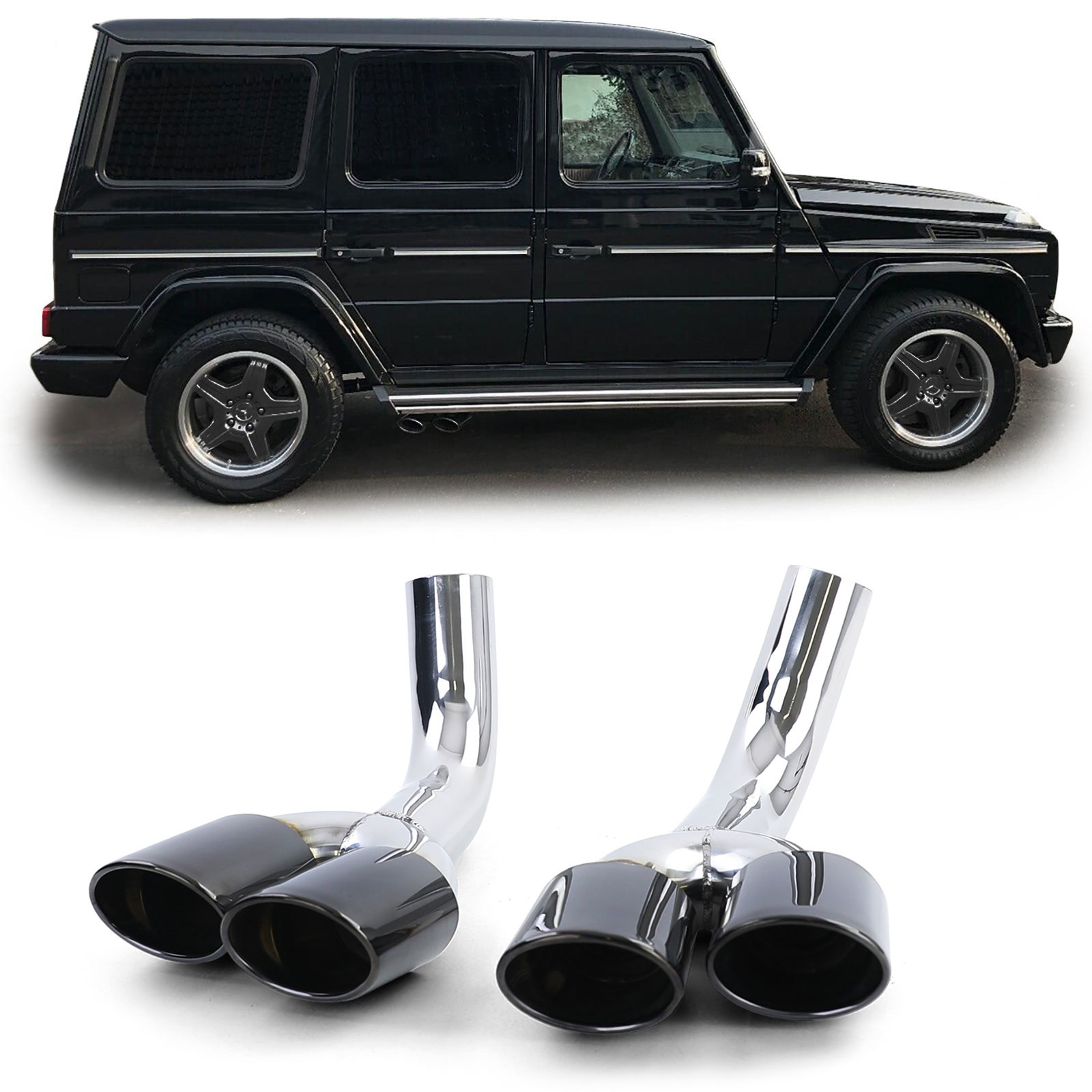 Uitlaat eindpijp - Mercedes G-klasse W463 G500 G55 - RVS zwart - Sport optiek
