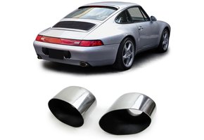 Uitlaatpijp - Porsche 911 993 C2 C4 93-97 - RVS gepolijst - Schuin, ovale opening
