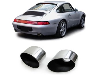 Uitlaatpijp - Porsche 911 993 C2 C4 93-97 - RVS gepolijst - Schuin, ovale opening