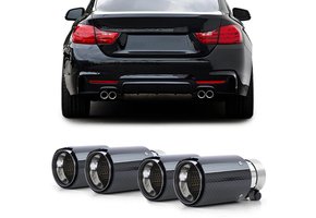 Uitlaat eindpijp geschikt voor BMW 4 Serie F82 F83 - Sport Optiek - Carbon Zwart
