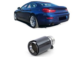 Uitlaat eindpijp geschikt voor BMW 6 Serie F12 F13 vanaf 11 - Sport Carbon Zwart - 90mm