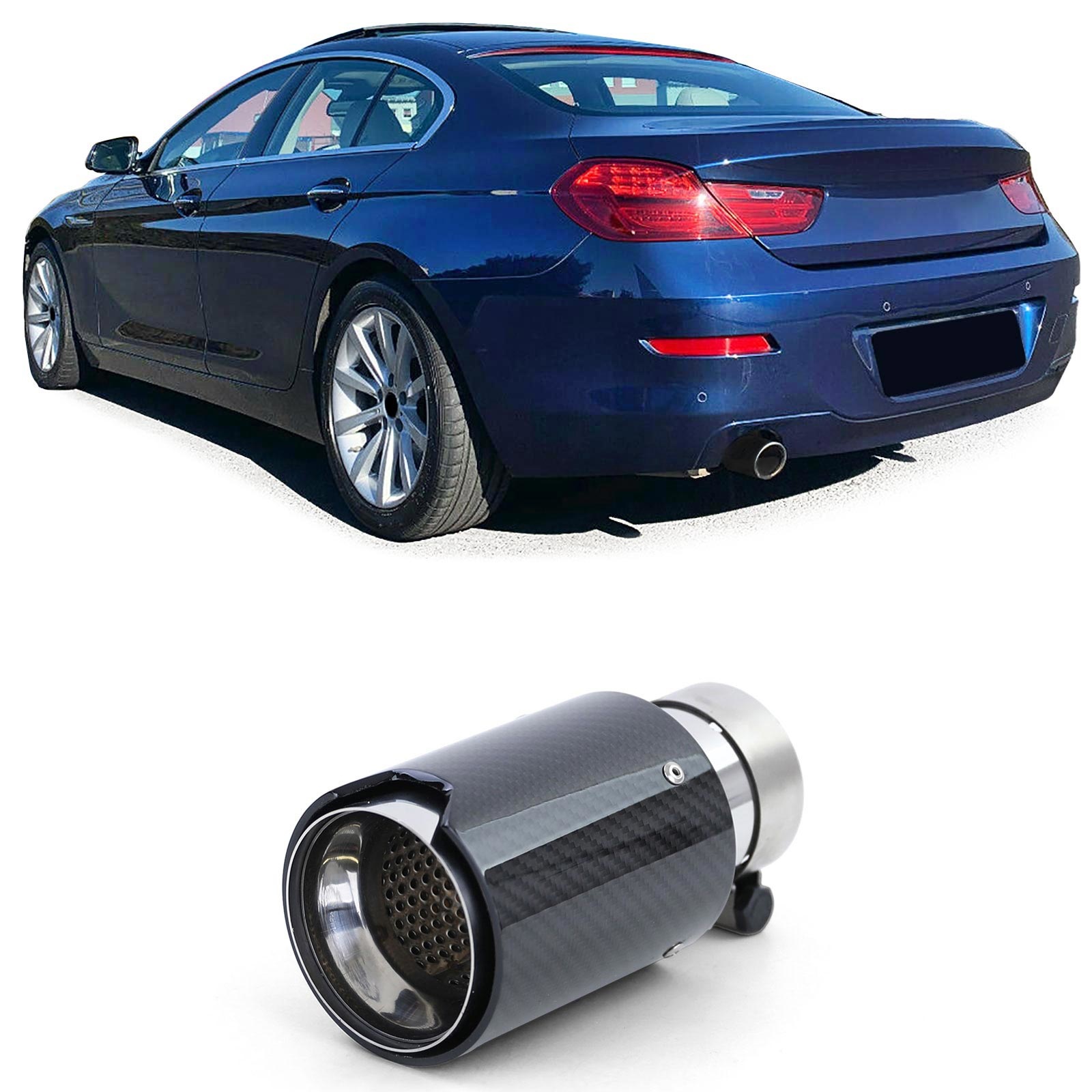 Uitlaat eindpijp geschikt voor BMW 6 Serie F12 F13 vanaf 11 - Sport Carbon Zwart - 90mm