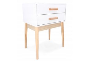 Ladekast - 2 lades - 43x30x59 cm - houten poten - wit