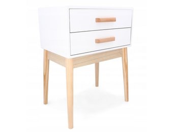 Ladekast - 2 lades - 43x30x59 cm - houten poten - wit