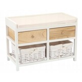 Ladekast - 2 lades - 2 rieten mandjes - 34x69x47 cm - wit