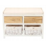 Ladekast - 2 lades - 2 rieten mandjes - 34x69x47 cm - wit