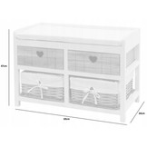 Ladekast - 2 lades - 2 rieten mandjes - 34x69x47 cm - wit