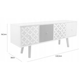 Ladekast - 4 lades - <br />
 110,5x30x34,5 cm - grijs, roze, wit