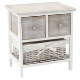 Ladekast - 2 lades - 1 rieten mand - 40x29x44 cm - wit