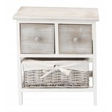 Ladekast - 2 lades - 1 rieten mand - 40x29x44 cm - wit