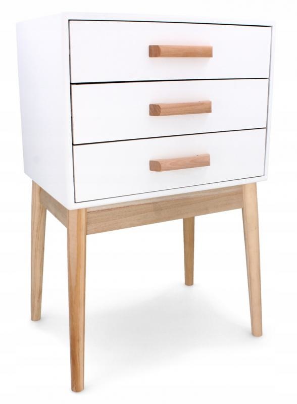 Ladekast - 3 lades - houten poten - 43x30x68 cm - wit