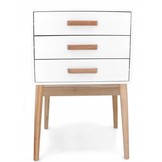 Ladekast - 3 lades - houten poten - 43x30x68 cm - wit