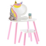 Kaptafel wit - kinderkaptafel - regenboogmotief - 60x40x44-80cm