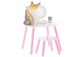 Kaptafel wit - kinderkaptafel - regenboogmotief - 60x40x44-80cm