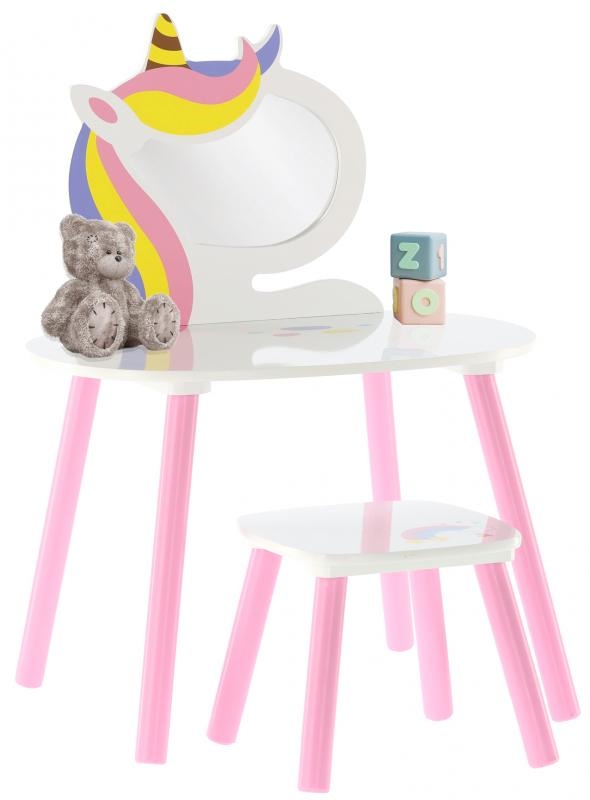 Kaptafel wit - kinderkaptafel - regenboogmotief - 60x40x44-80cm