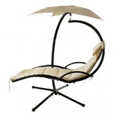 Ligstoel tuin - met parasol - 200x116x205 cm - beige