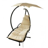 Ligstoel tuin - met parasol - 200x116x205 cm - beige