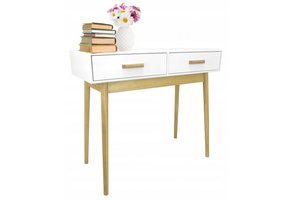 Ladekast - lades - houten poten - 90x40x79,5 cm - wit