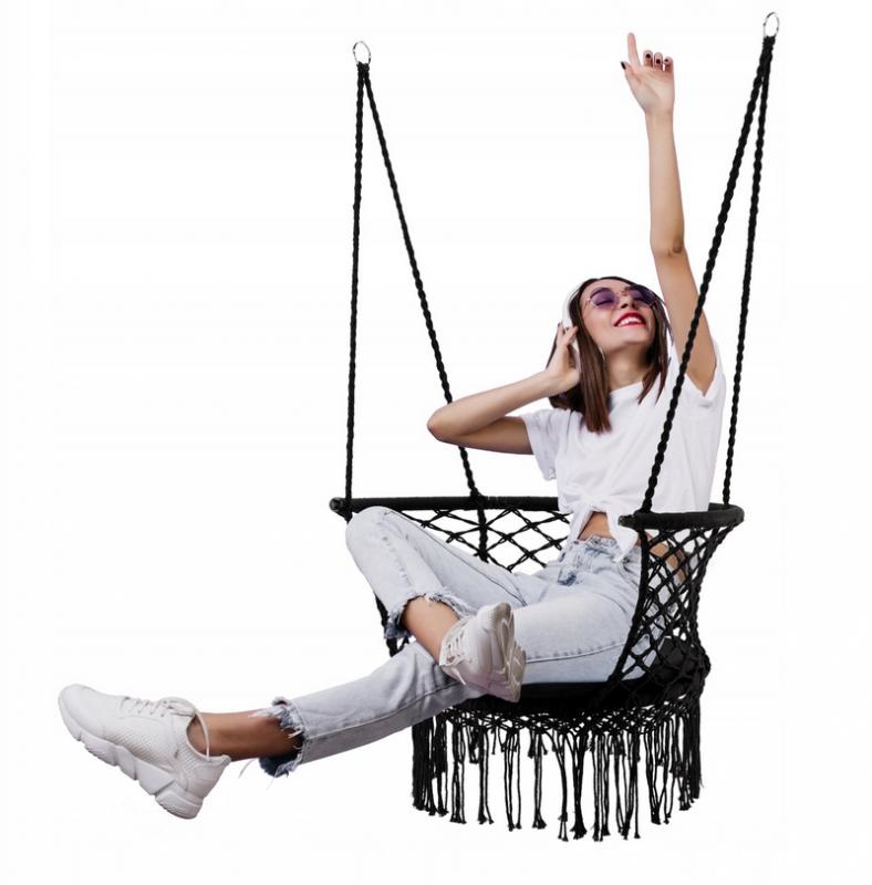 Garden Line - hangstoel - 120x 60-80 cm - zwart