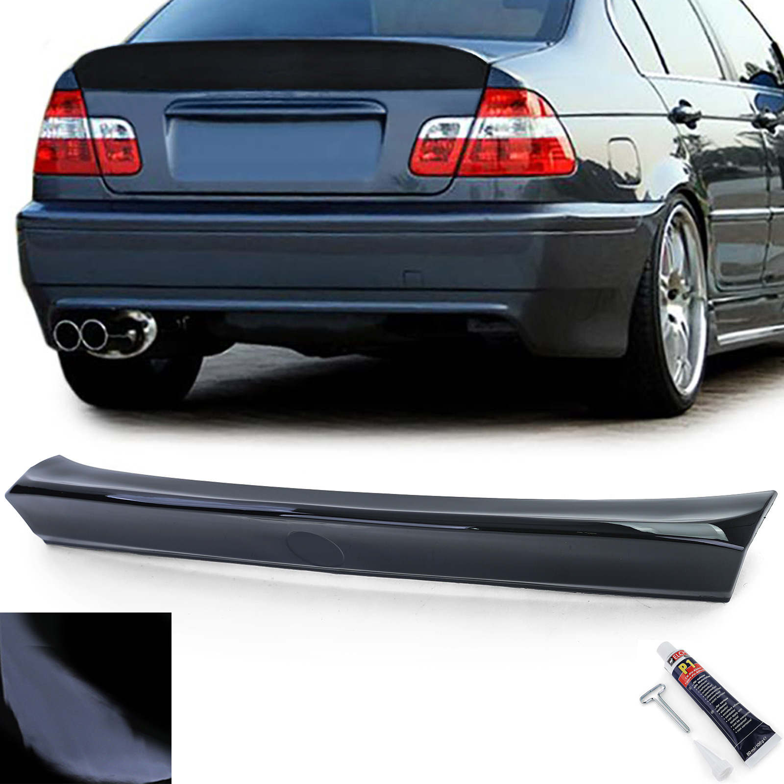 Achterspoiler geschikt voor BMW 3 Serie E46 - Ducktail CSL - Zwart glans