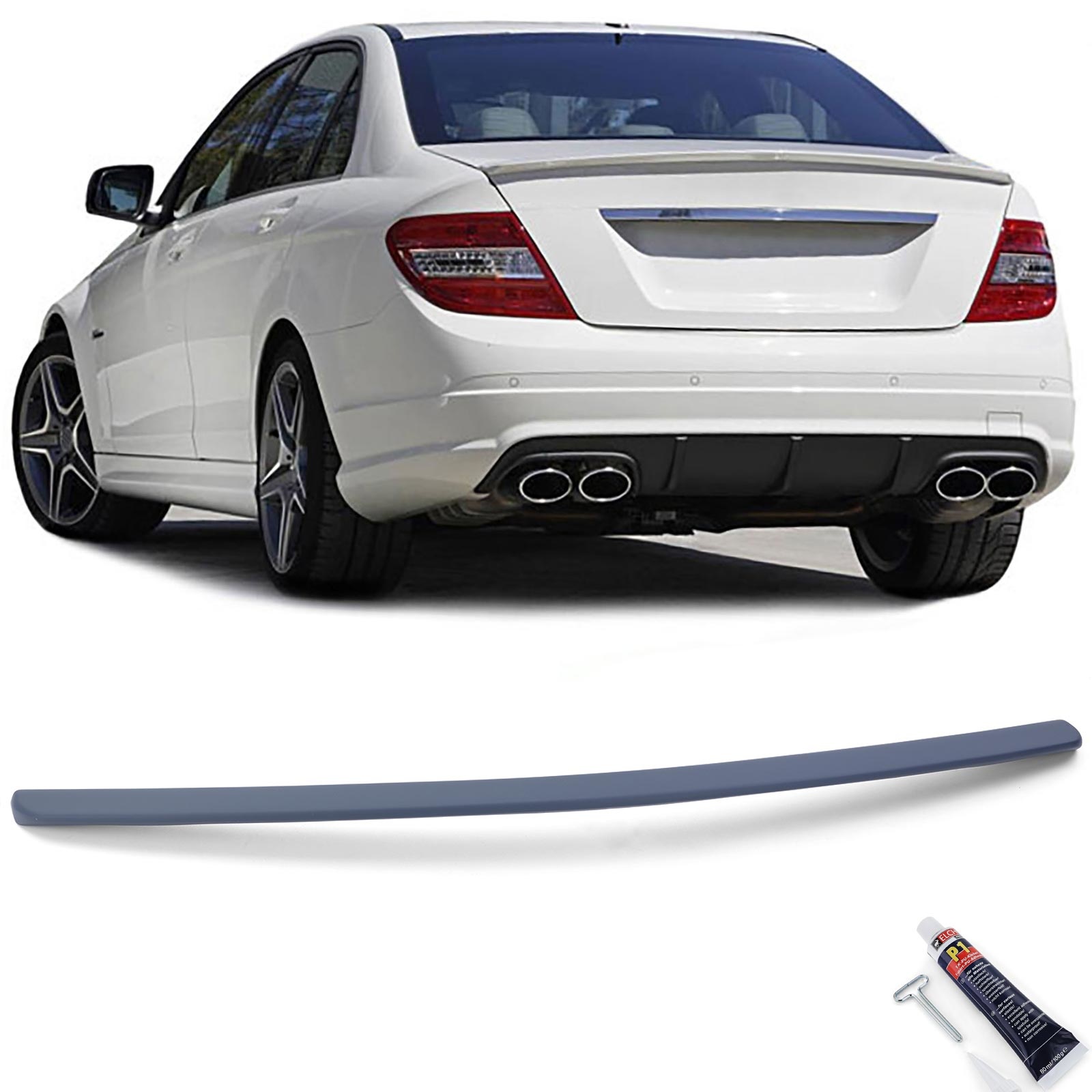 Achterspoiler - Mercedes C-klasse W204 sedan - Sport optiek - Inclusief Elch Pro P1 lijm