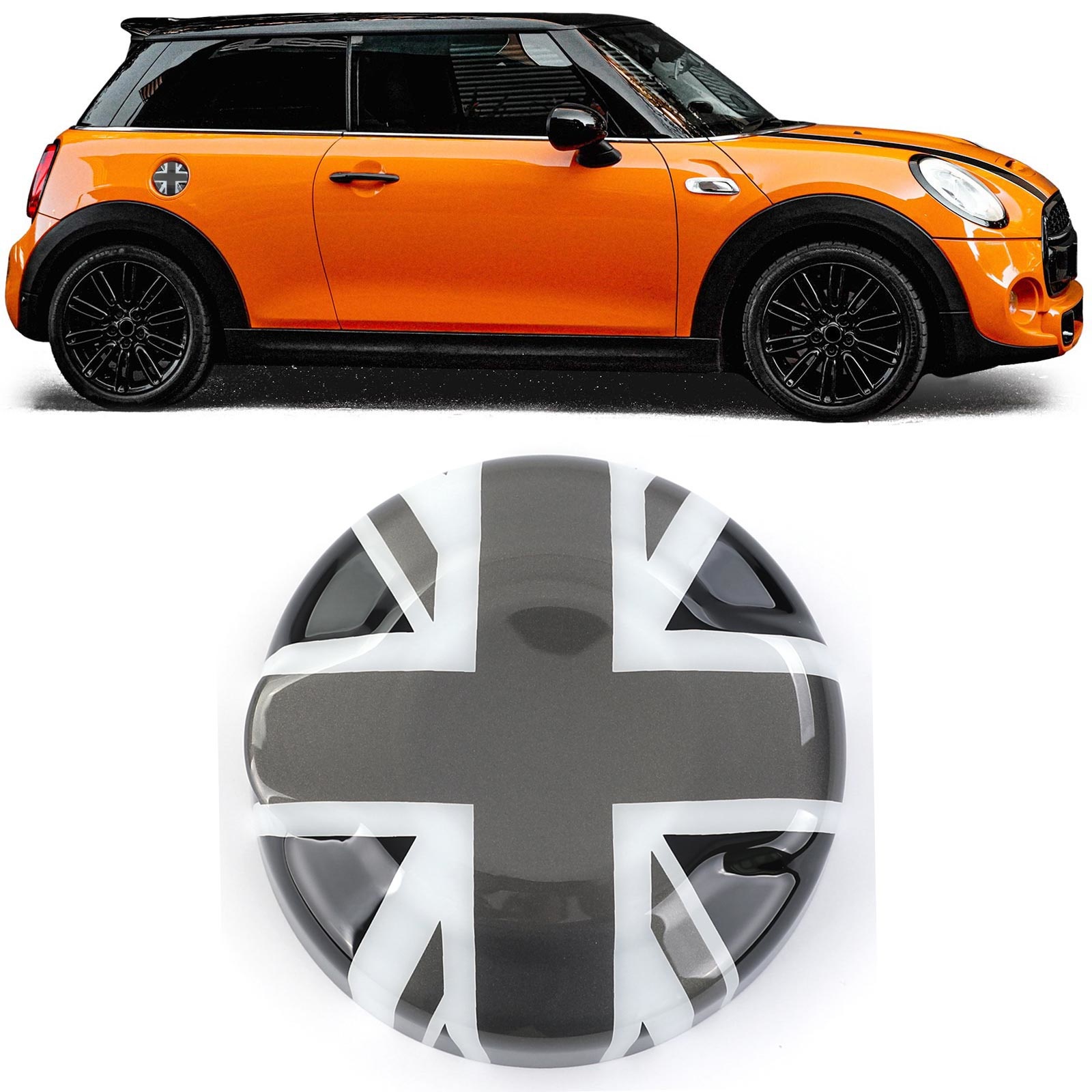 Tankdop - Mini One Cooper F55 F56 F57 - Vlag (grijs/wit) - Top kwaliteit