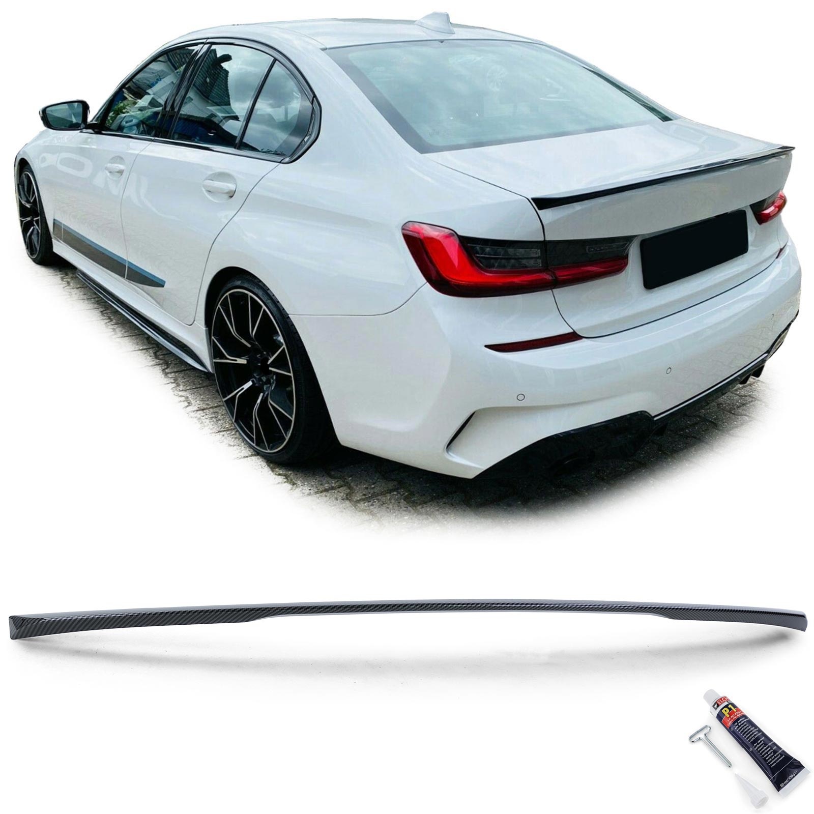 Achterspoiler geschikt voor BMW 3 Serie G20 - Carbon Look - 115x7x5cm