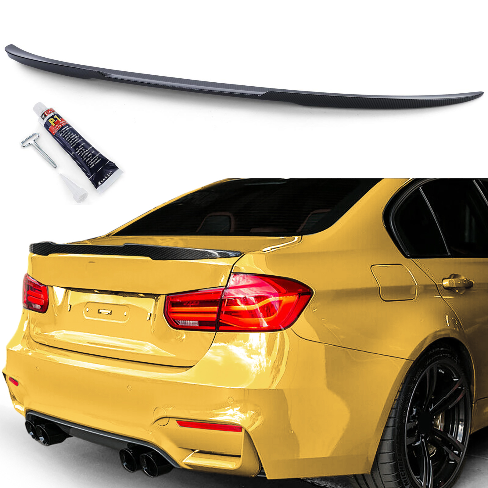 Achterspoiler - BMW 3 Serie F30 F80 M3 - Sportieve carbon-look - Inclusief Elch Pro P1