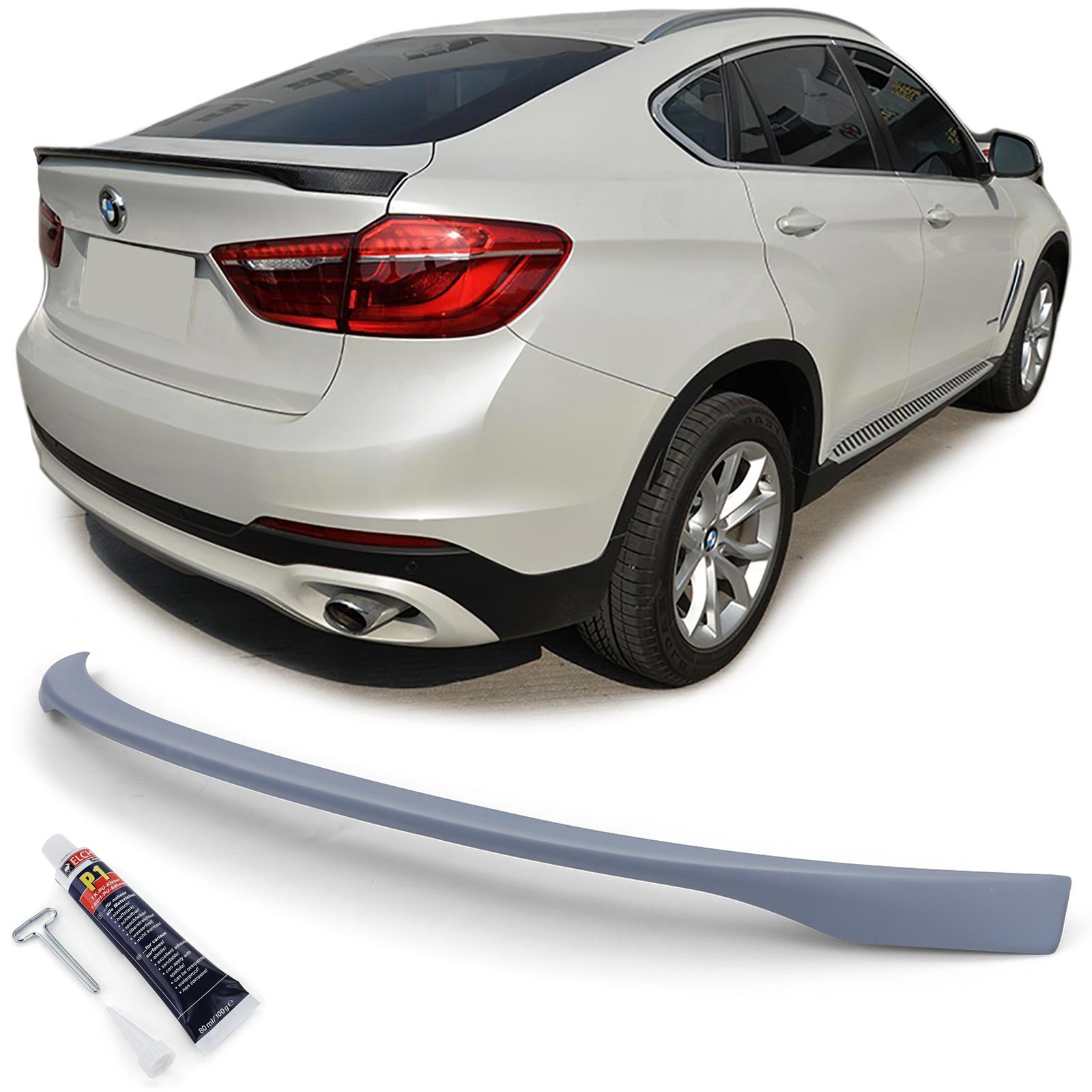 Achterspoiler geschikt voor BMW X6 F16 14-19 - Sport optiek - Elch Pro P1 lijm