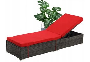 Garden Line - ligbed - met kussen - 198x65cm - antraciet, rood