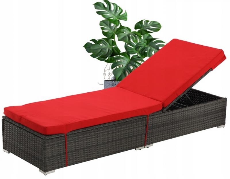 Garden Line - ligbed - met kussen - 198x65cm - antraciet, rood