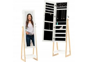 Kast - sieradenkast - met een staande spiegel - wit