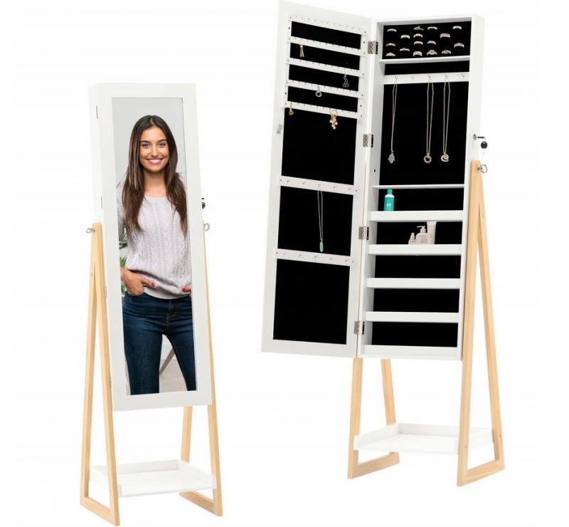 Kast - sieradenkast - met een staande spiegel - wit
