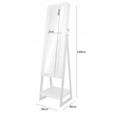 Kast - sieradenkast - met een staande spiegel - wit