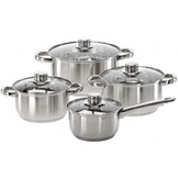 Cookline - pannenset - set van 4 pannen - RVS - glas met rvs knop