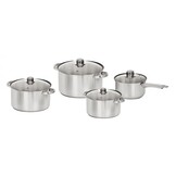 Cookline - pannenset - set van 4 pannen - RVS - glas met rvs knop